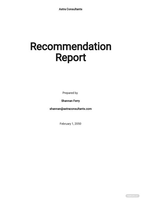 recommendation report template word free